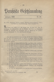Preußische Gesetzsammlung. 1919, Nr. 38 (9 September)