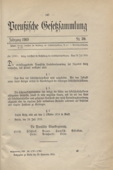 Preußische Gesetzsammlung. 1919, Nr. 39 (20 September)