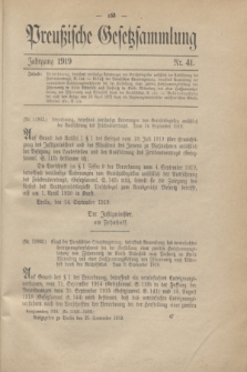 Preußische Gesetzsammlung. 1919, Nr. 41 (25 September)