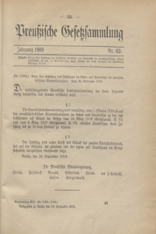 Preußische Gesetzsammlung. 1919, Nr. 42 (30 September)