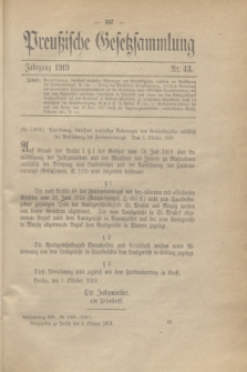 Preußische Gesetzsammlung. 1919, Nr. 43 (4 October)