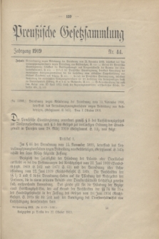 Preußische Gesetzsammlung. 1919, Nr. 44 (22 October)