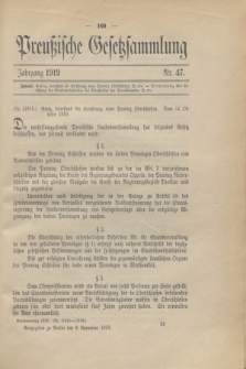 Preußische Gesetzsammlung. 1919, Nr. 47 (8 November)