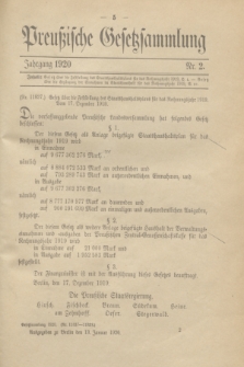 Preußische Gesetzsammlung. 1920, Nr. 2 (13 Januar)