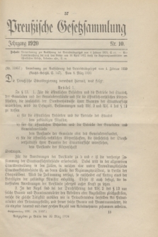 Preußische Gesetzsammlung. 1920, Nr. 10 (10 März)