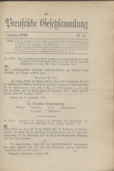 Preußische Gesetzsammlung. 1920, Nr. 41 (9 Oktober)