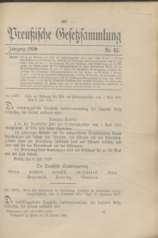 Preußische Gesetzsammlung. 1920, Nr. 43 (29 Oktober)
