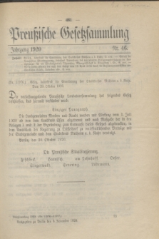 Preußische Gesetzsammlung. 1920, Nr. 46 (5 November)