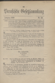 Preußische Gesetzsammlung. 1920, Nr. 50 (9 Dezember)