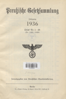 Preußische Gesetzsammlung. 1936 (Spis treści)