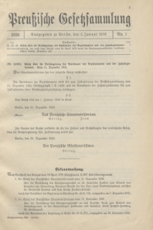 Preußische Gesetzsammlung. 1936, Nr. 1 (4 Januar)