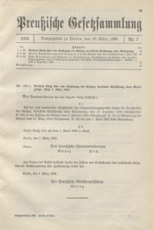 Preußische Gesetzsammlung. 1936, Nr. 7 (10 März)