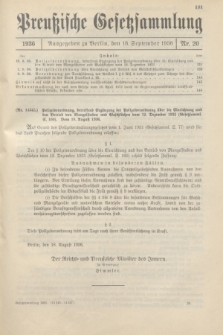 Preußische Gesetzsammlung. 1936, Nr. 20 (16 September)