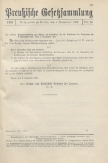 Preußische Gesetzsammlung. 1936, Nr. 25 (4 November)