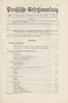 Preußische Gesetzsammlung. 1937, Nr. 8 (16 April)