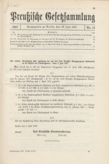 Preußische Gesetzsammlung. 1937, Nr. 12 (16 Juli)