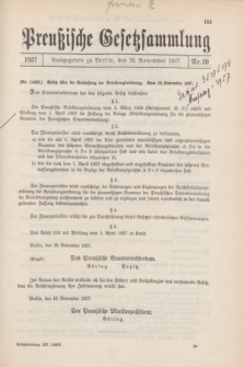 Preußische Gesetzsammlung. 1937, Nr. 20 (26 November)