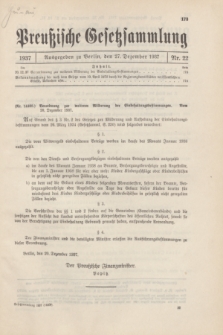 Preußische Gesetzsammlung. 1937, Nr. 22 (27 Dezember)