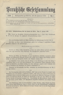 Preußische Gesetzsammlung. 1938, Nr. 1 (20 Januar)