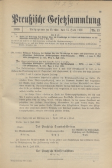 Preußische Gesetzsammlung. 1938, Nr. 15 (15 Juli)