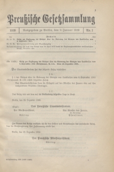 Preußische Gesetzsammlung. 1939, Nr. 1 (9 Januar)
