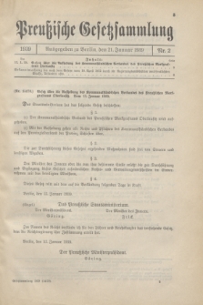 Preußische Gesetzsammlung. 1939, Nr. 2 (21 Januar)