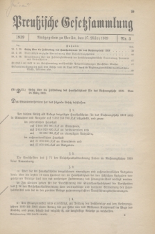 Preußische Gesetzsammlung. 1939, Nr. 5 (27 März)