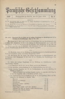 Preußische Gesetzsammlung. 1939, Nr. 9 (10 Juni)