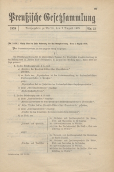 Preußische Gesetzsammlung. 1939, Nr. 15 (7 August)