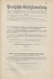 Preußische Gesetzsammlung. 1939, Nr. 16 (9 September)