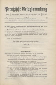 Preußische Gesetzsammlung. 1939, Nr. 17 (30 September)