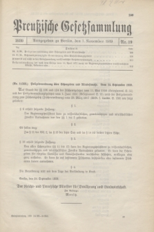 Preußische Gesetzsammlung. 1939, Nr. 19 (1 November)