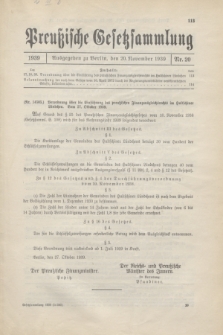 Preußische Gesetzsammlung. 1939, Nr. 20 (20 November)