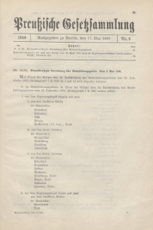 Preußische Gesetzsammlung. 1940, Nr. 6 (17 Mai)