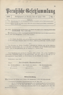 Preußische Gesetzsammlung. 1940, Nr. 7 (21 Juni)