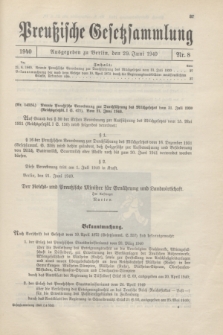 Preußische Gesetzsammlung. 1940, Nr. 8 (29 Juni)