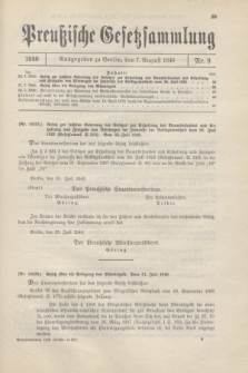 Preußische Gesetzsammlung. 1940, Nr. 9 (7 August)