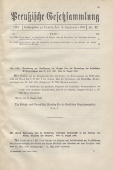 Preußische Gesetzsammlung. 1940, Nr. 12 (14 September)