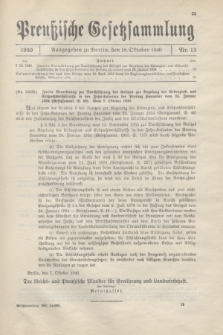 Preußische Gesetzsammlung. 1940, Nr. 13 (18 October)