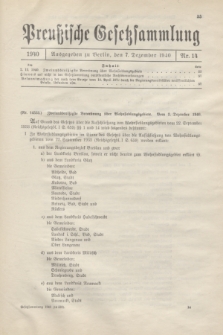 Preußische Gesetzsammlung. 1940, Nr. 14 (7 Dezember)