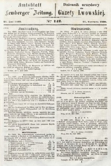 Amtsblatt zur Lemberger Zeitung = Dziennik Urzędowy do Gazety Lwowskiej. 1860, nr 142