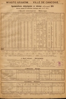 Miasto Kraków : sprawozdanie statystyczne za miesiąc styczeń 1911 = Ville de Cracovie : bulletin mensuel de statistique municipale pour janvier 1911