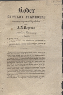 Gazeta Polska. 1830, [Prospekt] Kodexu cywilnego francuzkiego objaśnionego motywami i przykładami przez J. A. Rogrona