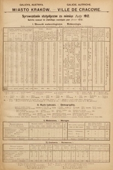 Miasto Kraków : sprawozdanie statystyczne za miesiąc luty 1912 = Ville de Cracovie : bulletin mensuel de statistique municipale pour février 1912