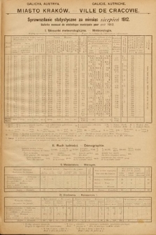 Miasto Kraków : sprawozdanie statystyczne za miesiąc sierpień 1912 = Ville de Cracovie : bulletin mensuel de statistique municipale pour août 1912