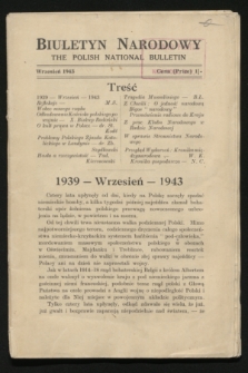 Biuletyn Narodowy = The Polish National Bulletin. 1943 (wrzesień)