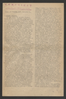 Komunikat : Wyd. Okr. Rady Konwentu Org. Niepodl. 1944, nr 2 (7 stycznia)