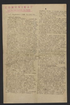Komunikat : Wyd. Okr. Rady Konwentu Org. Niepodl. 1945, nr 3 (10 stycznia)