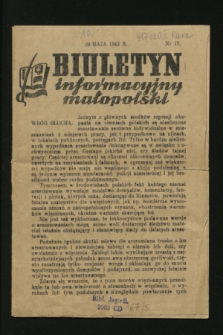 Biuletyn informacyjny małopolski. 1942, nr 12 (28 maja)