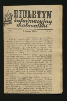 Biuletyn Informacyjny Małopolski. 1942, nr 22 (6 sierpnia)